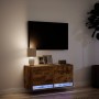 Wall-mounted TV unit with smoked oak finish and LED lights 80x31x35 cm by , TV Furniture - Ref: Foro24-852359, Price: 68,12 €...