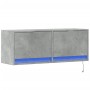 Mueble de TV de pared con luces LED gris hormigón 100x31x35 cm de , Muebles TV - Ref: Foro24-852365, Precio: 75,99 €, Descuen...