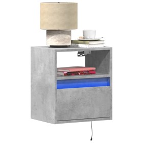 Wall-mounted bedside tables with LED lights 2 units concrete gray by , Nightstands - Ref: Foro24-3307982, Price: 98,98 €, Dis...