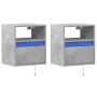 Wall-mounted bedside tables with LED lights 2 units concrete gray by , Nightstands - Ref: Foro24-3307982, Price: 98,86 €, Dis...