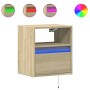 Wall-mounted bedside tables with LED lights, 2 units Sonoma oak. by , Nightstands - Ref: Foro24-3307980, Price: 98,86 €, Disc...