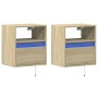 Wall-mounted bedside tables with LED lights, 2 units Sonoma oak. by , Nightstands - Ref: Foro24-3307980, Price: 98,86 €, Disc...