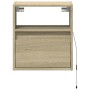 Wall-mounted bedside tables with LED lights, 2 units Sonoma oak. by , Nightstands - Ref: Foro24-3307980, Price: 98,86 €, Disc...