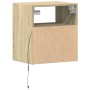 Wall-mounted bedside tables with LED lights, 2 units Sonoma oak. by , Nightstands - Ref: Foro24-3307980, Price: 98,86 €, Disc...