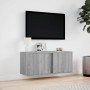 Wall-mounted TV stand with LED lights in Sonoma gray, 80x31x35 cm by , TV Furniture - Ref: Foro24-852262, Price: 58,62 €, Dis...