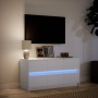 TV stand with LED lights, engineered wood, white, 100x34x50 cm by , TV Furniture - Ref: Foro24-852215, Price: 116,61 €, Disco...