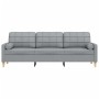 Sofá de 3 plazas con cojines tela gris claro 210 cm de , Sofás - Ref: Foro24-3278201, Precio: 283,87 €, Descuento: %