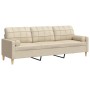 Dreisitzer-Sofa mit cremefarbenen Stoffkissen, 210 cm. von , Sofas - Ref: Foro24-3278203, Preis: 348,15 €, Rabatt: %