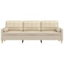 3-seater sofa with cream-colored fabric cushions, 210 cm by , Sofas - Ref: Foro24-3278203, Price: 316,02 €, Discount: %