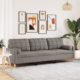 Sofá de 3 plazas con cojines tela gris taupe 210 cm de , Sofás - Ref: Foro24-3278208, Precio: 316,99 €, Descuento: %