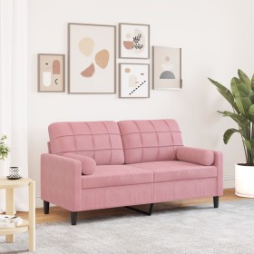 Zweiplätziges Sofa mit rosa Samtkissen, 140 cm. von , Sofas - Ref: Foro24-3278222, Preis: 232,99 €, Rabatt: %