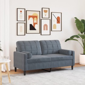 Zweiplätziges Sofa mit dunkelgrauen Samtkissen, 140 cm. von , Sofas - Ref: Foro24-3278220, Preis: 221,89 €, Rabatt: %