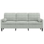 Sofá de 3 plazas con cojines terciopelo gris claro 180 cm de , Sofás - Ref: Foro24-3278229, Precio: 270,44 €, Descuento: %