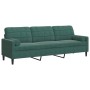 Sofá de 3 plazas con cojines terciopelo verde oscuro 210 cm de , Sofás - Ref: Foro24-3278241, Precio: 310,34 €, Descuento: %