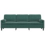 Sofá de 3 plazas con cojines terciopelo verde oscuro 210 cm de , Sofás - Ref: Foro24-3278241, Precio: 310,34 €, Descuento: %