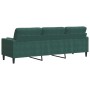 Sofá de 3 plazas con cojines terciopelo verde oscuro 210 cm de , Sofás - Ref: Foro24-3278241, Precio: 310,14 €, Descuento: %