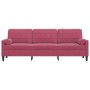 Dreisitzer-Sofa mit roten Samtkissen, 210 cm lang. von , Sofas - Ref: Foro24-3278243, Preis: 292,06 €, Rabatt: %