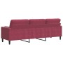 Dreisitzer-Sofa mit roten Samtkissen, 210 cm lang. von , Sofas - Ref: Foro24-3278243, Preis: 292,06 €, Rabatt: %