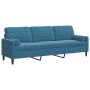 Sofá de 3 plazas con cojines terciopelo azul 210 cm de , Sofás - Ref: Foro24-3278248, Precio: 310,34 €, Descuento: %