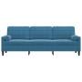 Sofá de 3 plazas con cojines terciopelo azul 210 cm de , Sofás - Ref: Foro24-3278248, Precio: 310,34 €, Descuento: %