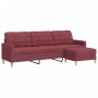 Sofá de 3 plazas con taburete de tela rojo tinto 210 cm de , Sofás - Ref: Foro24-3278255, Precio: 409,57 €, Descuento: %