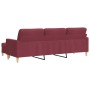 Sofá de 3 plazas con taburete de tela rojo tinto 210 cm de , Sofás - Ref: Foro24-3278255, Precio: 409,57 €, Descuento: %