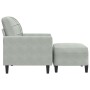 Sessel mit Hocker aus hellem grauem Samt, 60 cm. von , Sofas - Ref: Foro24-3278257, Preis: 190,96 €, Rabatt: %