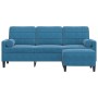 Sofá de 3 plazas con taburete de terciopelo azul 180 cm de , Sofás - Ref: Foro24-3278276, Precio: 324,99 €, Descuento: %