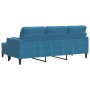 Dreisitzer-Sofa mit blauem Samt-Hocker, 180 cm. von , Sofas - Ref: Foro24-3278276, Preis: 323,88 €, Rabatt: %