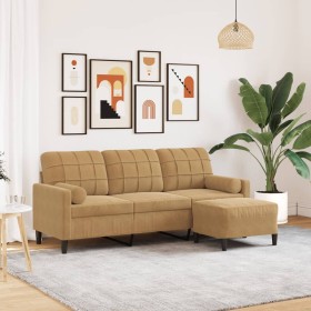 Dreisitzer-Sofa mit braunem Samt-Hocker, 180 cm. von , Sofas - Ref: Foro24-3278274, Preis: 288,99 €, Rabatt: %