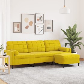 Dreisitzer-Sofa mit gelbem Samt-Hocker, 210 cm. von , Sofas - Ref: Foro24-3278283, Preis: 312,99 €, Rabatt: %