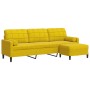 Sofá de 3 plazas con taburete terciopelo amarillo 210 cm de , Sofás - Ref: Foro24-3278283, Precio: 311,61 €, Descuento: %