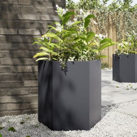 Hexagonal planter in anthracite grey steel, 46x40x45 cm by , Pots and planters - Ref: Foro24-851112, Price: 53,30 €, Discount: %