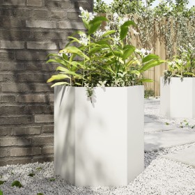 Hexagonal white steel planter 46x40x45 cm by , Pots and planters - Ref: Foro24-851110, Price: 46,99 €, Discount: %