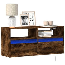 Wall-mounted TV stand with smoked oak LED lights 100x31x45 cm by , TV Furniture - Ref: Foro24-852338, Price: 80,99 €, Discoun...