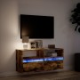 Mueble de TV de pared con luces LED roble ahumado 100x31x45 cm de , Muebles TV - Ref: Foro24-852338, Precio: 81,23 €, Descuen...