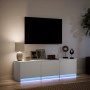 TV stand with LED lights, engineered wood, white, 140x34x40 cm by , TV Furniture - Ref: Foro24-852243, Price: 100,99 €, Disco...