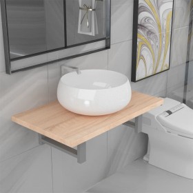 Conjunto de muebles de baño 2 piezas cerámica roble de , Muebles de baño - Ref: Foro24-279330, Precio: 89,33 €, Descuento: %