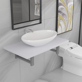 Set of 2-piece white ceramic bathroom furniture by , Bathroom furniture - Ref: Foro24-279339, Price: 86,48 €, Discount: %