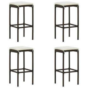 Kitchen stools with cushions, set of 4, synthetic brown rattan by vidaXL, Kitchen stools - Ref: Foro24-313445, Price: 92,83 €...