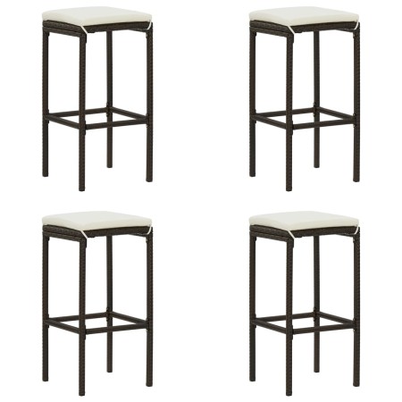 Kitchen stools with cushions, set of 4, synthetic brown rattan by vidaXL, Kitchen stools - Ref: Foro24-313445, Price: 92,83 €...