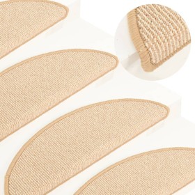 Stair tread carpets 15 units cream 65x21x4 cm by , Stair mats - Ref: Foro24-149861, Price: 61,75 €, Discount: %