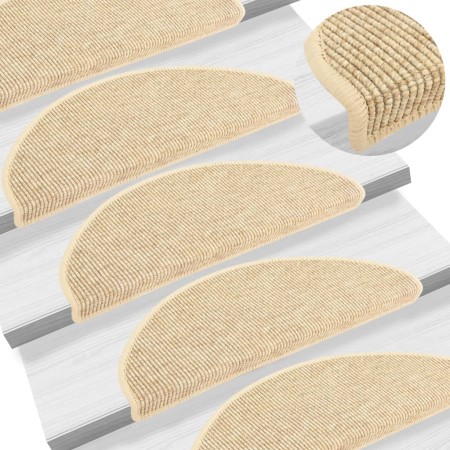 Alfombrilla autoadhesiva escalera sisal 15 uds beige 65x21x4 cm de , Alfombrillas para escalones - Ref: Foro24-326903, Precio...