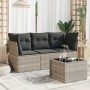 Garden sofa set 4 pieces with gray synthetic rattan cushions by , Garden sets - Ref: Foro24-3249061, Price: 302,95 €, Discoun...