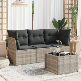 Garden sofa set 4 pieces with gray synthetic rattan cushions by , Garden sets - Ref: Foro24-3249061, Price: 303,99 €, Discoun...