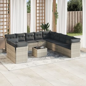 Garden sofa set 12 pieces and gray synthetic rattan cushions by , Garden sets - Ref: Foro24-3249731, Price: 959,38 €, Discoun...