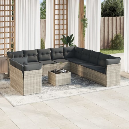 Gartensofagarnitur 12-teilig mit grauen Polstern aus synthetischem Rattan von , Gartensets - Ref: Foro24-3249731, Preis: 958,...