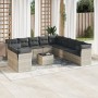 Garden sofa set 12 pieces and gray synthetic rattan cushions by , Garden sets - Ref: Foro24-3249731, Price: 958,99 €, Discoun...