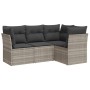 Garden sofa set 4 pieces with gray synthetic rattan cushions by , Garden sets - Ref: Foro24-3249421, Price: 338,61 €, Discoun...