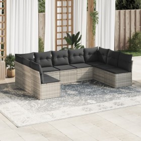 Set muebles jardín 9 pzas y cojines ratán sintético gris claro de , Conjuntos de jardín - Ref: Foro24-3249911, Precio: 654,63...